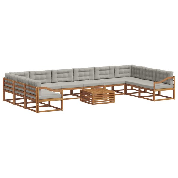 vidaXL Ensemble de canapés d'extérieur 11 Pièces Gris Naturel et Clair