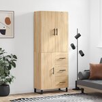 vidaXL Buffet haut Chêne sonoma 69 5x34x180 cm Bois d'ingénierie