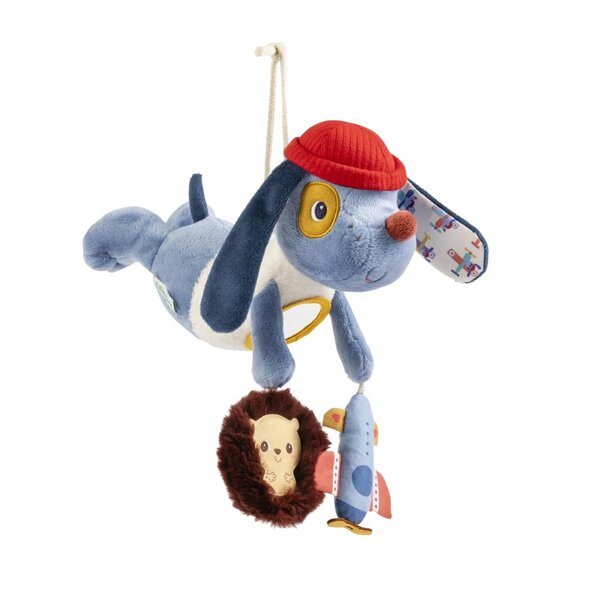 Jules Le Chien - Peluche Nomade d activites - Bleu - 26 cm