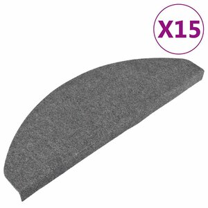 vidaXL Tapis d'escalier autocollants 15 Pièces 65x22 5x3 5 cm Gris