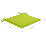 vidaXL Chaises de jardin lot de 4 avec coussins vert vif Bois de teck
