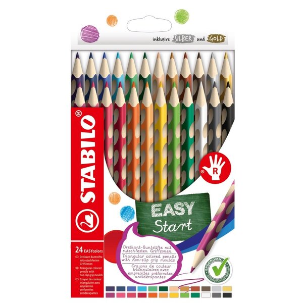 STABILO Crayon de couleur EASYcolors droitier   étui de 24