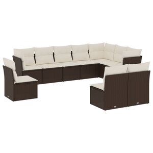 vidaXL Salon de jardin 10 Pièces avec coussins marron résine tressée
