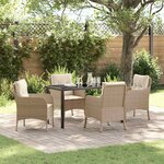 vidaXL Ensemble de salle à manger pour jardin 5 Pièces Beige Poly rotin