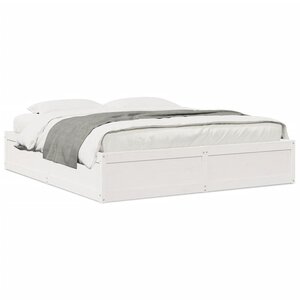vidaXL Cadre de lit sans matelas blanc 200x200 cm bois massif de pin