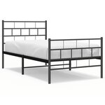 vidaXL Cadre de lit métal sans matelas avec pied de lit noir 100x190cm