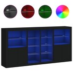 vidaXL Buffet avec lumières LED noir 202x37x100 cm