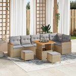 vidaXL Ensemble de canapé de jardin 9 Pièces Beige Poly rotin
