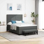 vidaXL Lit à ressorts avec matelas Gris foncé 140 x 190 cm tissu