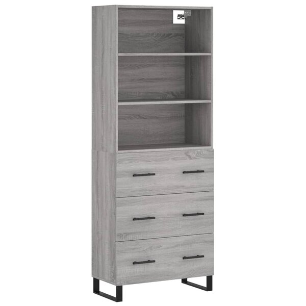 vidaXL Buffet haut Sonoma gris 69 5x34x180 cm Bois d'ingénierie
