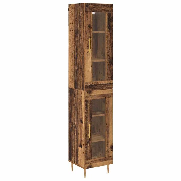vidaXL Haut Armoire 2 Pièces Bois Ancien Verre