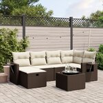 vidaXL Salon de jardin avec coussins 7 Pièces marron résine tressée