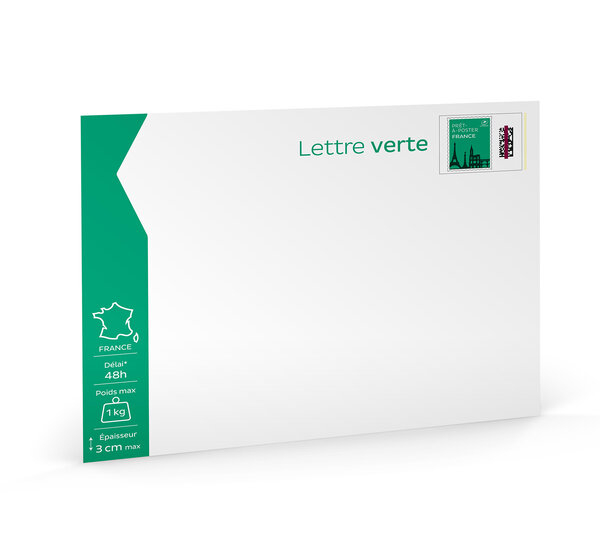 Prêt-à-Poster - Lettre Verte - 1kg - Enveloppe indéchirable