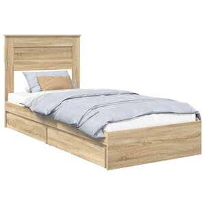 vidaXL Lit de Rangement Chêne Sonoma 90 x 190 cm Bois d'ingénierie