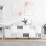 vidaXL Buffets 3 Pièces blanc brillant bois d'ingénierie