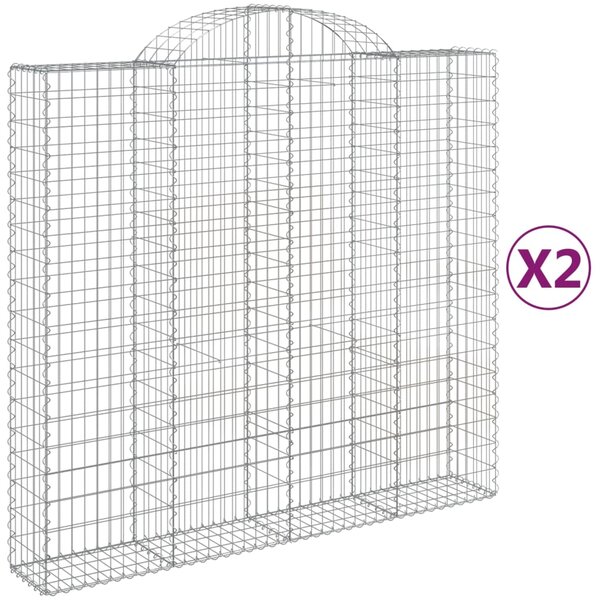 vidaXL Paniers à gabions arqués 2 Pièces 200x50x180/200 cm Fer galvanisé