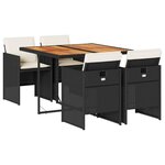 vidaXL Ensemble à manger de jardin coussins 5Pièces Noir Résine tressée