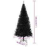 vidaXL Sapin de Noël artificiel avec support noir 240 cm PVC