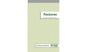 Manifold Factures 22x13 5cm collé en tête 50 feuillets dupli autocopiants EXACOMPTA