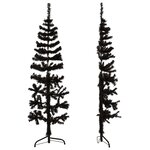 vidaXL Demi sapin de Noël artificiel mince avec support Noir 150 cm