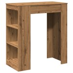 vidaXL Table de bar avec étagères chêne artisanal bois d'ingénierie