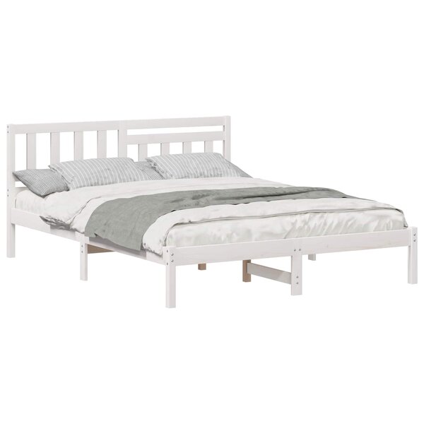 vidaXL Cadre de lit avec tête de lit Blanc 140 x 200 cm Pin massif