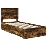 vidaXL Cadre de lit Chêne fumé 90 x 190 cm Bois d'ingénierie