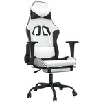 vidaXL Chaise de jeu avec repose-pied Blanc et noir Similicuir