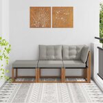 vidaXL Canapés modulaires d'extérieur 3 Pièce Gris Naturel et Clair