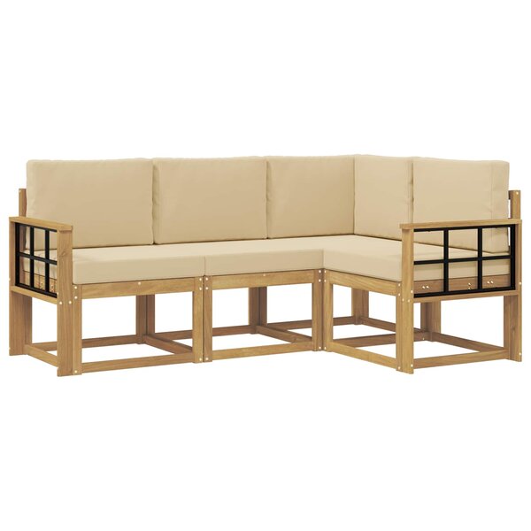 vidaXL Ensemble de canapés d'extérieur 4 Pièces Blanc et Beige