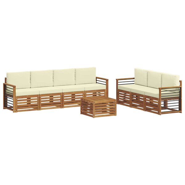 vidaXL Ensembles de canapés 8 pc Naturel et Crème Bois d'Acacia Massif