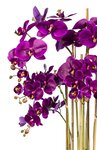 Orchidée factice 7 hampes vase résine noir h105cm d75cm mauve violet - couleur: mauve violet