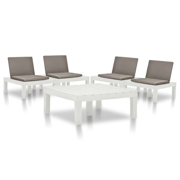 vidaXL Salon de jardin 5 Pièces Plastique Blanc