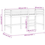 vidaXL Lit mezzanine enfants et rideaux blanc/noir 90x190cm pin massif