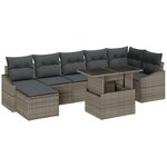 vidaXL Canapé de Jardin 8 Pièces avec Coussins en Rattan Poly Grey