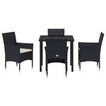 vidaXL Ensemble de salle à manger pour jardin 5 Pièces Noir Poly rotin