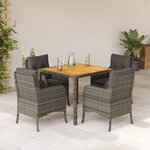 vidaXL Ensemble à manger de jardin 5 Pièces coussins gris résine tressée