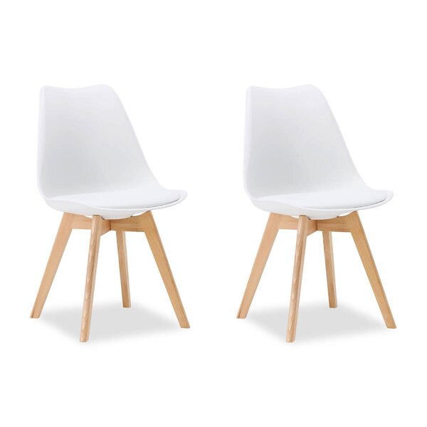 2 Chaises Blanches avec Pieds en Bois