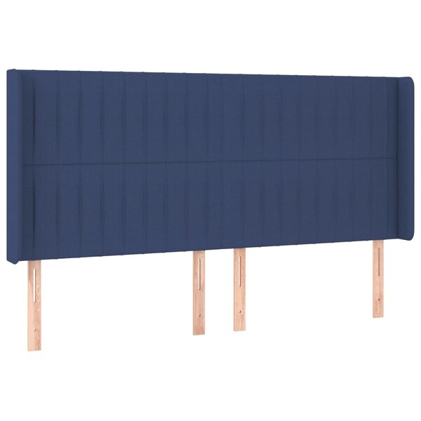 vidaXL Tête de lit avec oreilles Bleu 163x16x118/128 cm Tissu