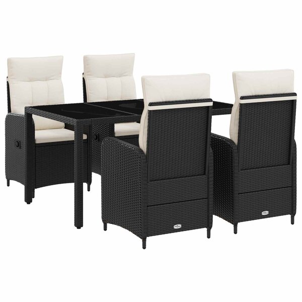 vidaXL Ensemble de repas extérieur 5 Pièces Noir et blanc crème