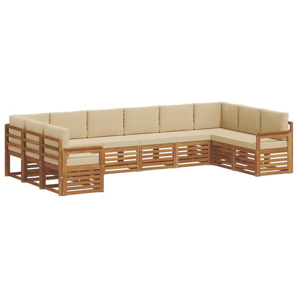 vidaXL Ensemble de canapé d'angle avec coussin 10 Pièces Naturel et Beige