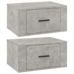 vidaXL Tables de chevet murales 2 Pièces Gris béton 50x36x25 cm