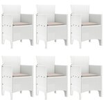 vidaXL Ensemble de Salle à Manger de Jardin 7 Pièces avec Coussins Blanc Rattan Poly