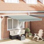 vidaXL Auvent Rétractable Vert et blanc 350 x 250 cm tissu