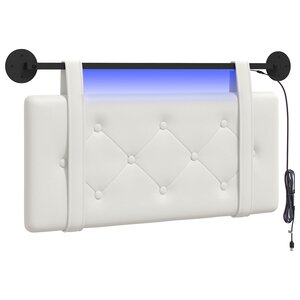 vidaXL Tête de lit suspendue Avec lumière LED Blanc Simili cuir