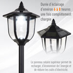 Outsunny Luminaire extérieur solaire lampadaire lanterne classique LED 60 Lm max. dim. 26L x 26l x 177H cm noir