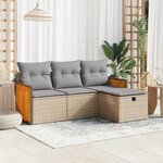 vidaXL Salon de jardin avec coussins 4 Pièces beige résine tressée