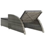 vidaXL Chaise longue avec coussin gris foncé Résine tressée Gris