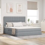 vidaXL Lit de Rangement Gris clair 160 x 200 cm Cuir synthétique