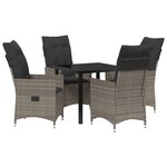 vidaXL Ensemble de salle à manger pour jardin 5 Pièces Gris Poly rotin